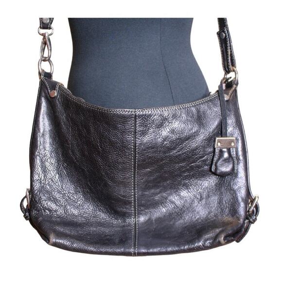 Floto Bags Black Leather Shoulder Bag Purse Crossbody Strap Italian